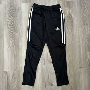 Adidas Climacool Soccer Pants Youth Small Black White Stripes Track Joggers 9/10